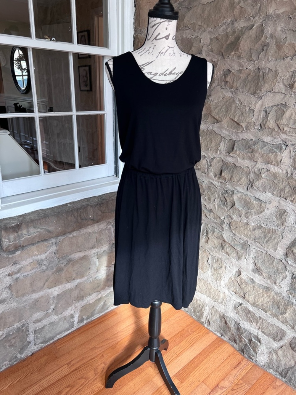 Kenar by Ann Tijan size L Black Sleeveless Elastic-Waist knee length Dress